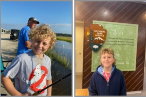 Photos of Ryder fishing and visiting a National Park