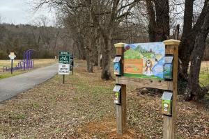 Wilkes Family YMCA trailhead sign