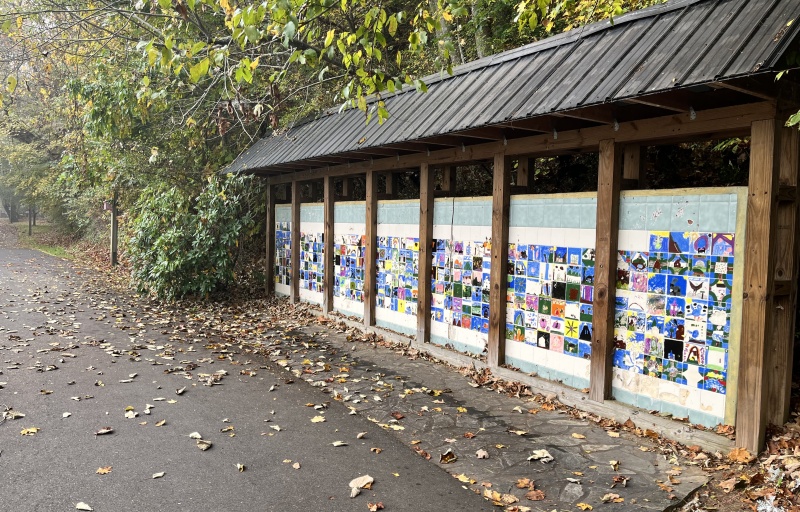 Tile art along the trail