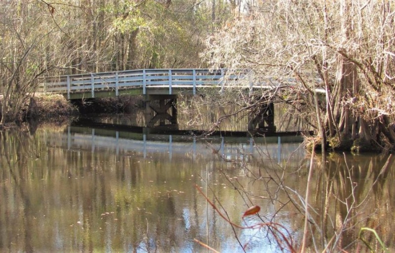 View of Moores Creek and a bridge around the water