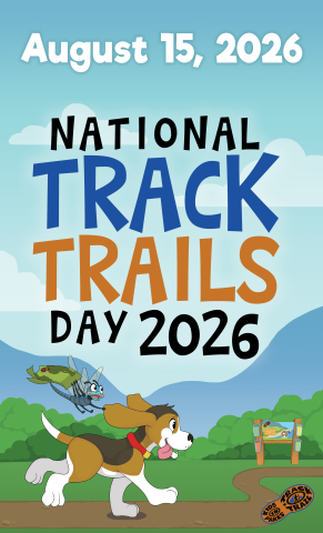 A long poster with information about the National TRACK Trails Day event