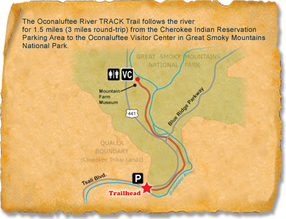 Map of TRACK Trail at Oconaluftee River