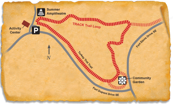 Map of TRACK Trail through National Capital Parks - East