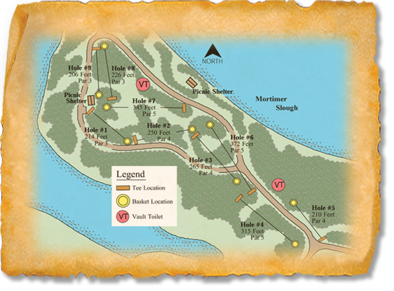 Oakwood Lakes State Park Nature Trail Disc Golf Course map