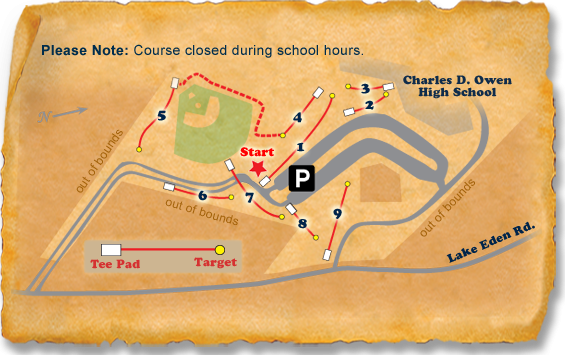 Owen High School Nature Trail Disc Golf Course map