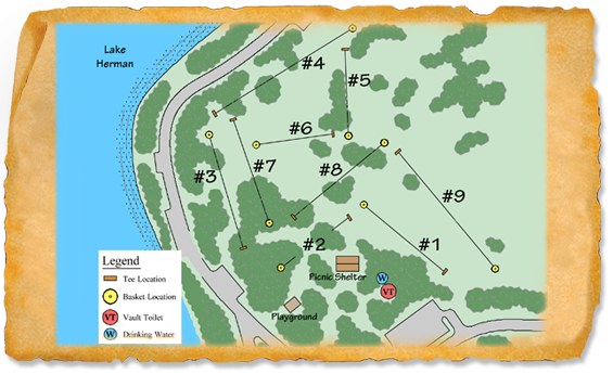 Map of Lake Herman State Park Disc Golf Course