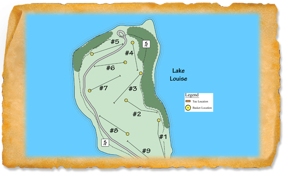 Map of Lake Louise Recreation Area Disc Golf Course