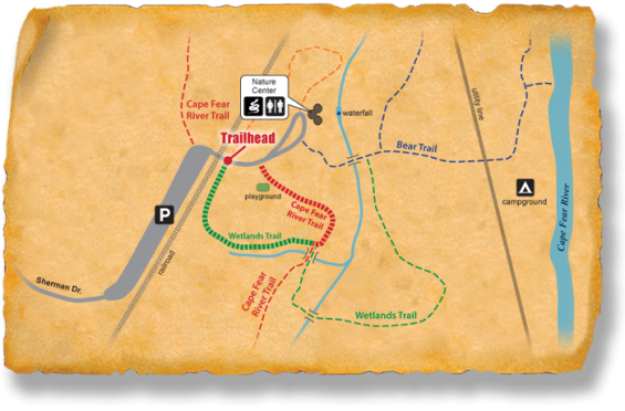 Map of TRACK Trail at J. Bayard Clark Park and Nature Center