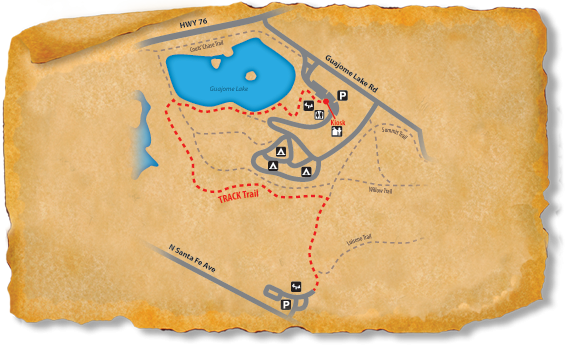 Map of the Guajome TRACK Trail path through the park.