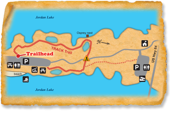 Map of TRACK Trail at Jordan Lake State Recreation Area