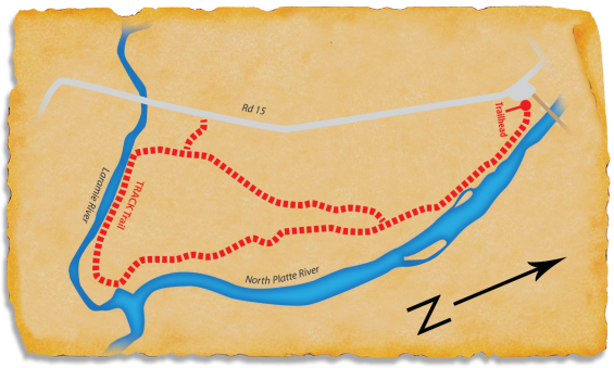 Map showing path of TRACK Trail through Fort Laramie NHS