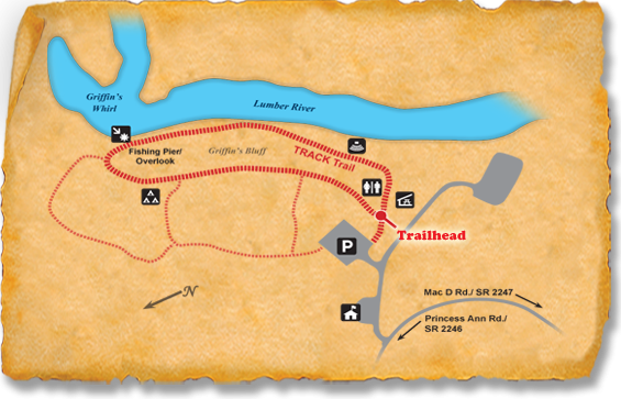 Map of TRACK Trail at Lumber River State Park