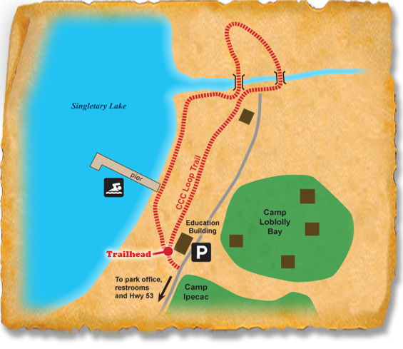 Map of TRACK Trail at Singletary Lake State Park