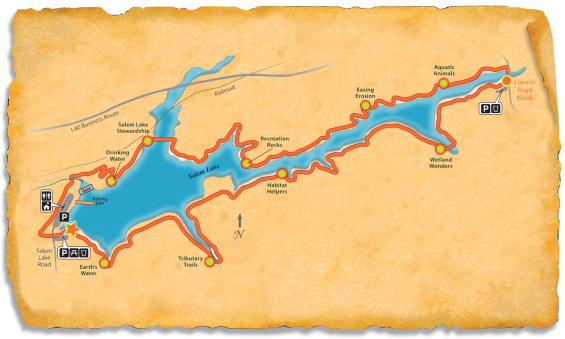 Map of bike path around Salem Lake