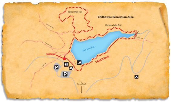 Map of TRACK Trail through Chilhowee Recreation Area