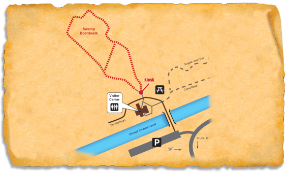 Map of TRACK Trail through Dismal Swamp State Park