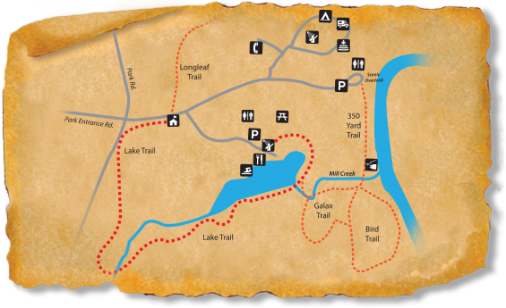Map of TRACK Trail at Cliffs of the Neuse State Park