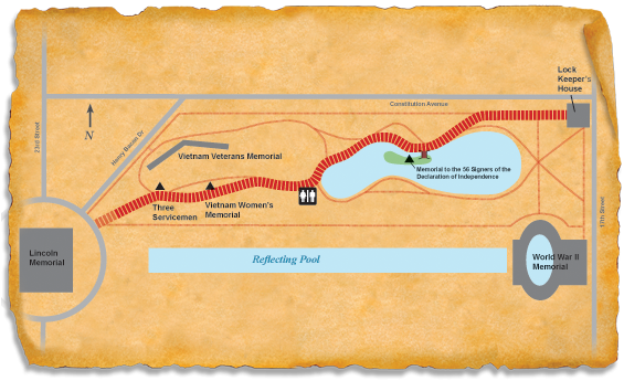 Map of TRACK Trail through National Mall and Memorial Parks