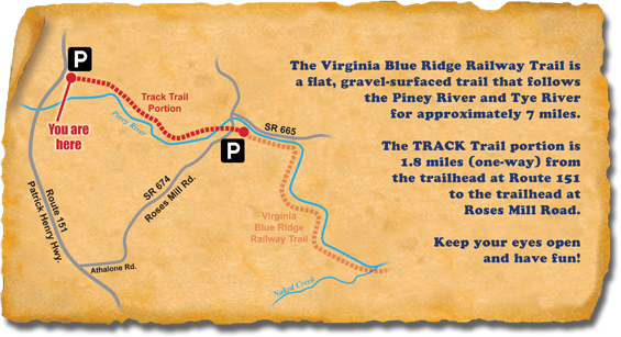Map of TRACK Trail at the Blue Ridge Railway Trail