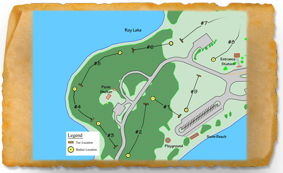 Map of Roy Lake State Park Disc Golf Course