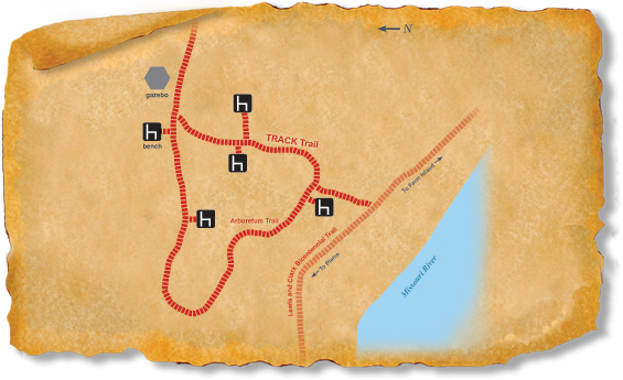 Map of TRACK Trail at Pierre Native Plant Arboretum