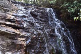 Water cascading down a rocky face