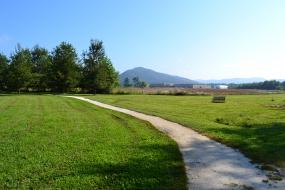 Gravel path with mountain views