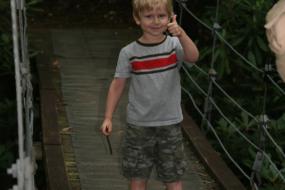 Young boy on bridge