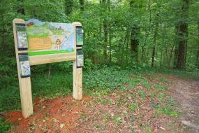 Trailhead sign with brochures