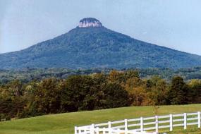 Pilot Mountain towering over the landscape