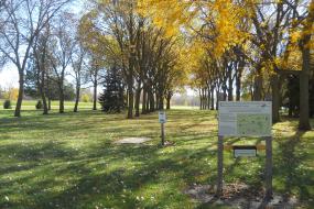 Kids in Parks course map, kiosk, and hole 1 starting point