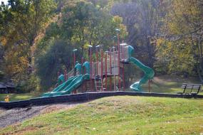 Playground surrounded by trees