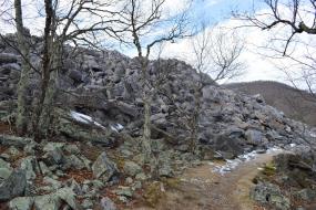 Remnants of snow on rocks