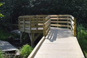 Wooden bridge with observation deck