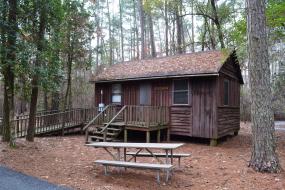 Nature Hut in the woods with stairs and ADA ramp