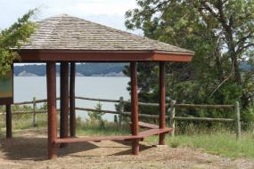 Gazebo beside lake