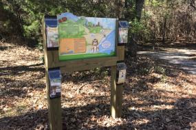 Trailhead sign with brochures
