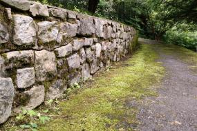 Rock wall along trail