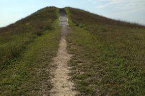 Trail near the summit of Spirit Mound rising in the center