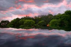 Colorful sunset over Lake Thompson