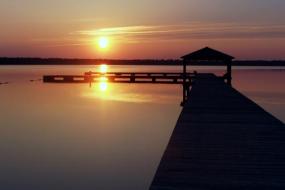 Sunset over lake