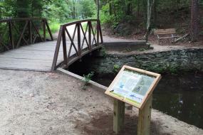 Interpretive sign by bridge