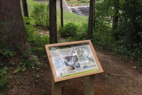 Interpretive sign by the dam