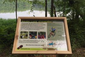 Interpretive sign about stewardship of Salem Lake