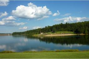 View of beach and campsites