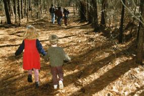 Kids running on the trail