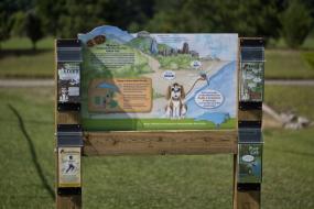 Trailhead sign with brochures