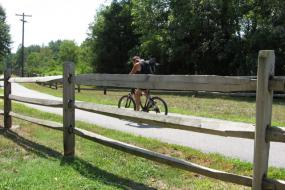 Biker on the paved trail