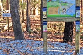 Kids in Parks trailhead sign with brochures