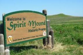 Spirit Mound sign in a field